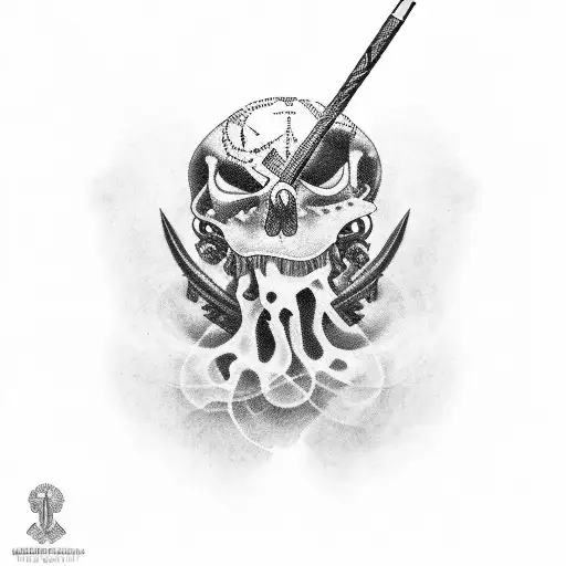 palhaços com arma fumando tattoo design idea