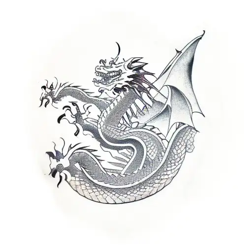 Dragon with wind bars tattoo design idea