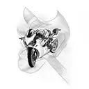 A drawing of a Ducati Panigale with a ray in the background tattoo design idea