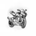 A drawing of a Ducati Panigale with a ray in the background tattoo design idea
