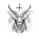baphomet Holding cross tattoo design idea