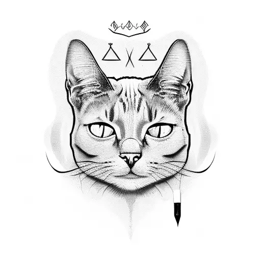 Alexièn, exact characters, handwriting font style, background with an evil cat tattoo design idea