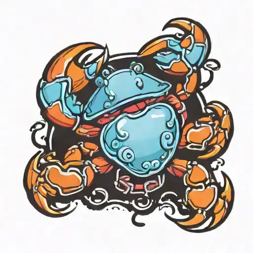 cancer crab breaking free from chains tattoo design idea