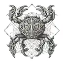 cancer crab breaking free from chains tattoo design idea