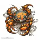 cancer crab ripping through skin glass bones tattoo design idea