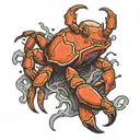cancer crab ripping through skin glass bones tattoo design idea