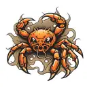 cancer crab ripping through skin glass bones tattoo design idea