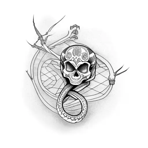 skeleton snake tattoo design idea