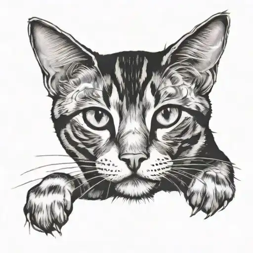 a black and white cat tattoo design idea