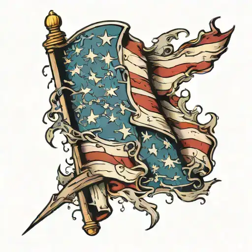 tattered American flag tattoo design idea