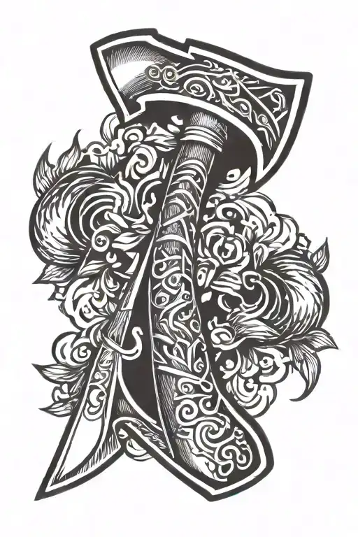 double sided axe tattoo design idea