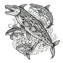 ocean life mixed with alaska and family tattoo design idea