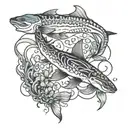 ocean life mixed with alaska and family tattoo design idea