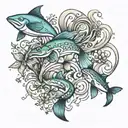 ocean life mixed with alaska and family tattoo design idea