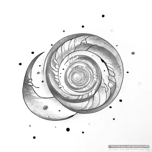 fibonacci spiral into half moon tattoo design idea
