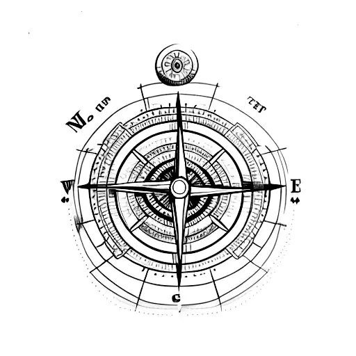 circular 3D tattoo of 2 inches width and have a compass in it for hand tattoo design idea