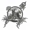 dark fantasy scene tattoo design idea