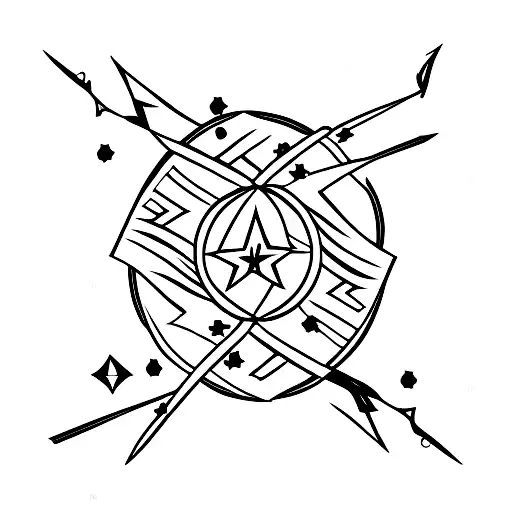 Orion's bow and arrow intertwined with stars tattoo design idea