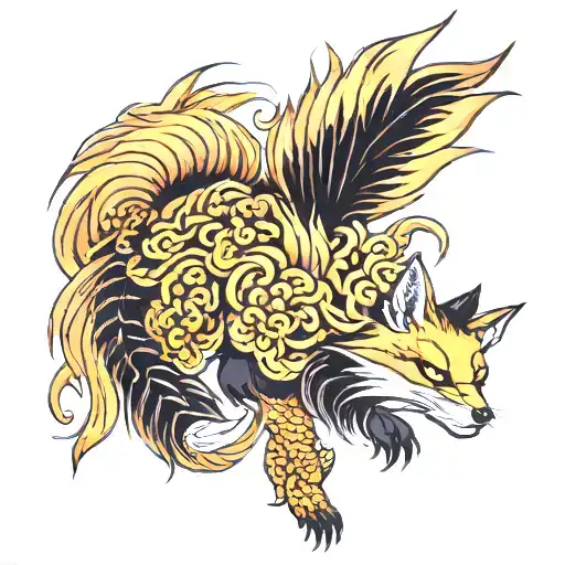 Fox has nine tails tattoo design idea