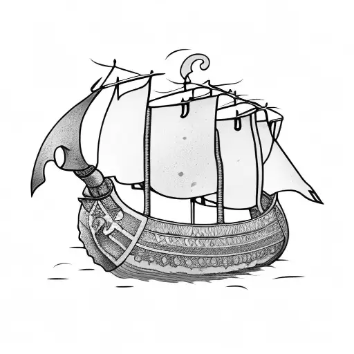 viking ship with a women in the Front  tattoo design idea