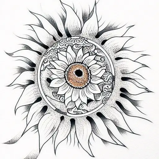 Sunflower tattoo design idea