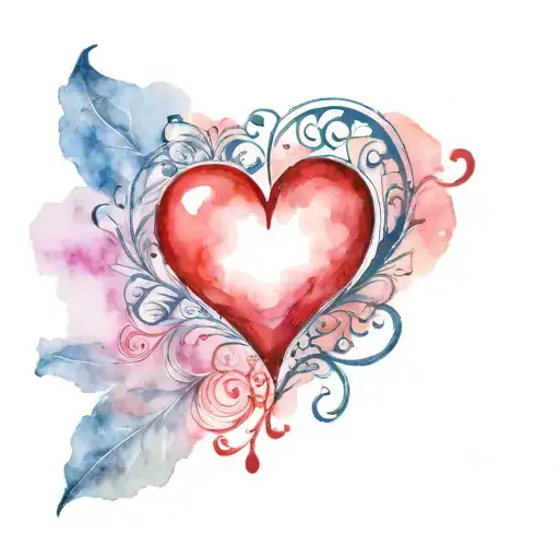 heart and red with betül written inside tattoo design idea