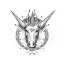 gothic, macabre, dark style unicorn tattoo design idea