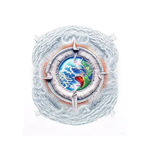 Elements of Water, fire, earth, air tattoo design idea