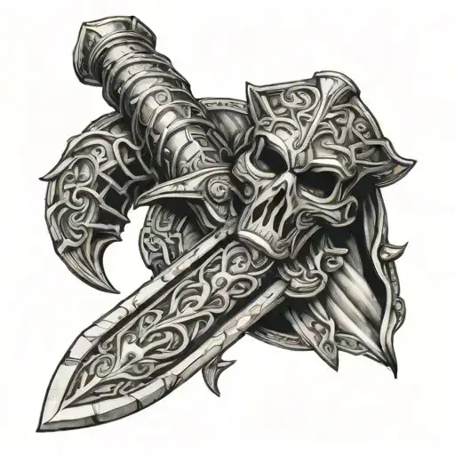 heimdall horn and sword norse tattoo design idea