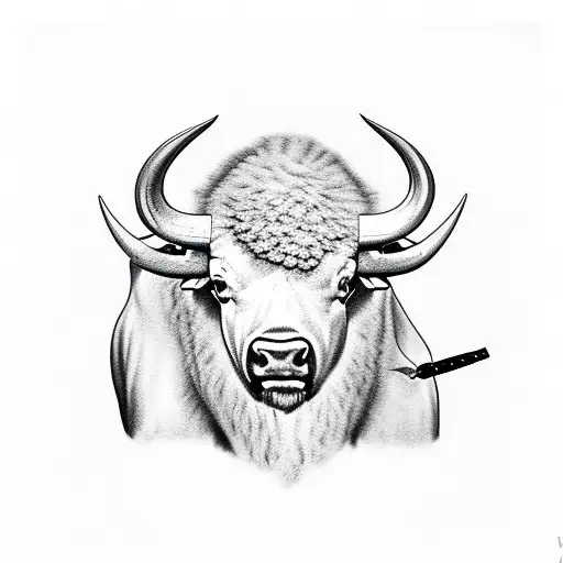 Buffalo Drinking Alcohol tattoo design idea