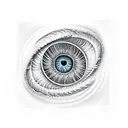 eye in center of fibonacci sprial galaxy waves tattoo design idea