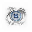 eye in center of fibonacci sprial galaxy waves tattoo design idea