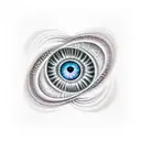 eye in center of fibonacci sprial galaxy waves tattoo design idea