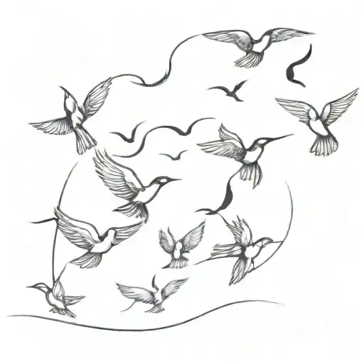 birds flying away tattoo design idea