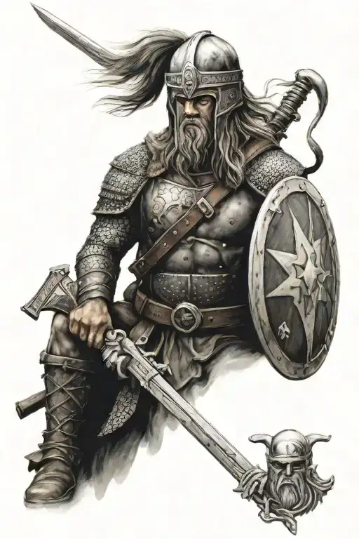 2nd amendment with a spartian soldier and Viking warrior tattoo design idea