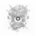 virtuous contract from katana from nier automata surrounded by lunar tear flowers tattoo design idea