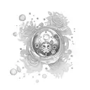 virtuous contract from katana from nier automata surrounded by lunar tear flowers tattoo design idea