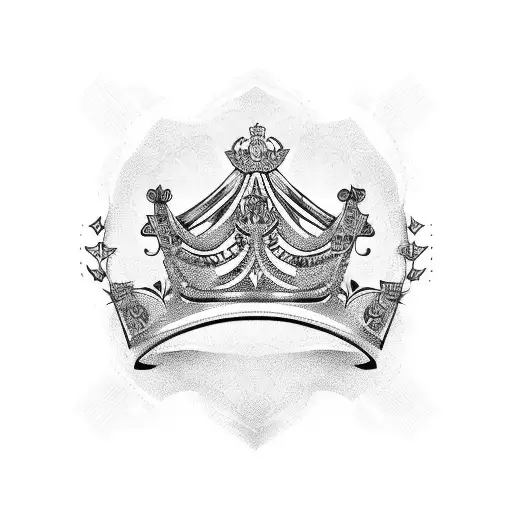 Baddie with a crown surrounded by money symbols tattoo design idea