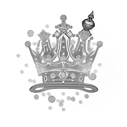 Baddie with a crown surrounded by money symbols tattoo design idea