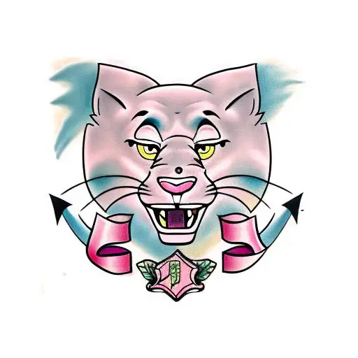 pink panther tattoo design idea