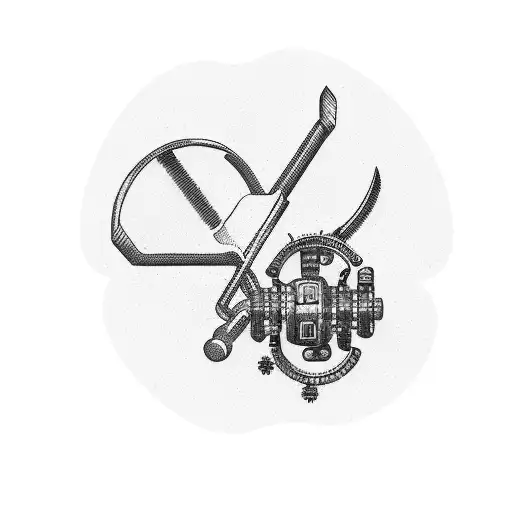 A mechanical wrench intertwined with gaming symbols, representing the client's occupation as a mechanic and passion for gaming tattoo design idea