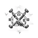 A mechanical wrench intertwined with gaming symbols, representing the client's occupation as a mechanic and passion for gaming tattoo design idea