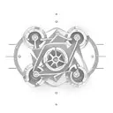 A mechanical wrench intertwined with gaming symbols, representing the client's occupation as a mechanic and passion for gaming tattoo design idea