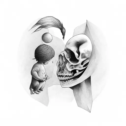 le temps le voyage un père et son enfant  tattoo design idea