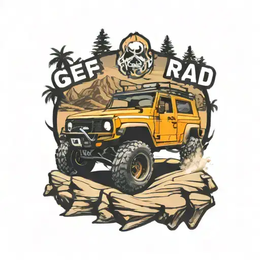 Generate an off-road vehicle club logo, the image contains an off-road vehicle image tattoo design idea