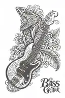 E Bass guitar underneth the skin opening tattoo design idea