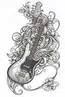 E Bass guitar underneth the skin opening tattoo design idea