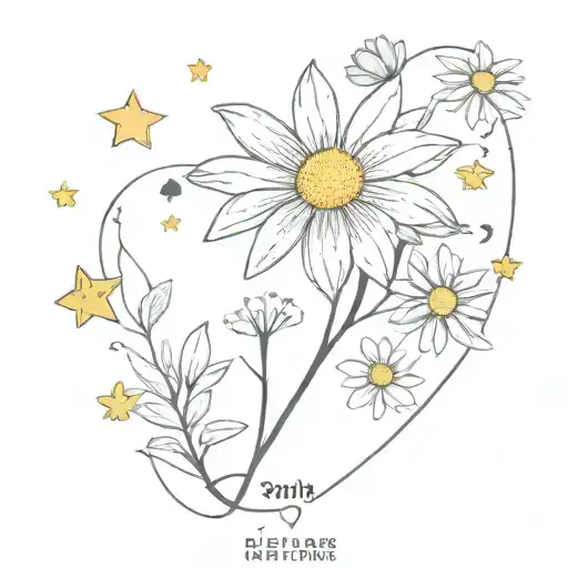 the value of the moment "now" faith in yourself strength of soul and will I can do everything I am strong Chamomile Saint Petersburg Kindness Heart Stars tattoo design idea
