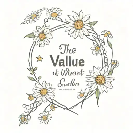 the value of the moment "now" faith in yourself strength of soul and will I can do everything I am strong Chamomile Saint Petersburg Kindness Heart Stars tattoo design idea