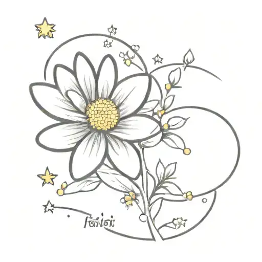 the value of the moment "now" faith in yourself strength of soul and will I can do everything I am strong Chamomile Saint Petersburg Kindness Heart Stars tattoo design idea